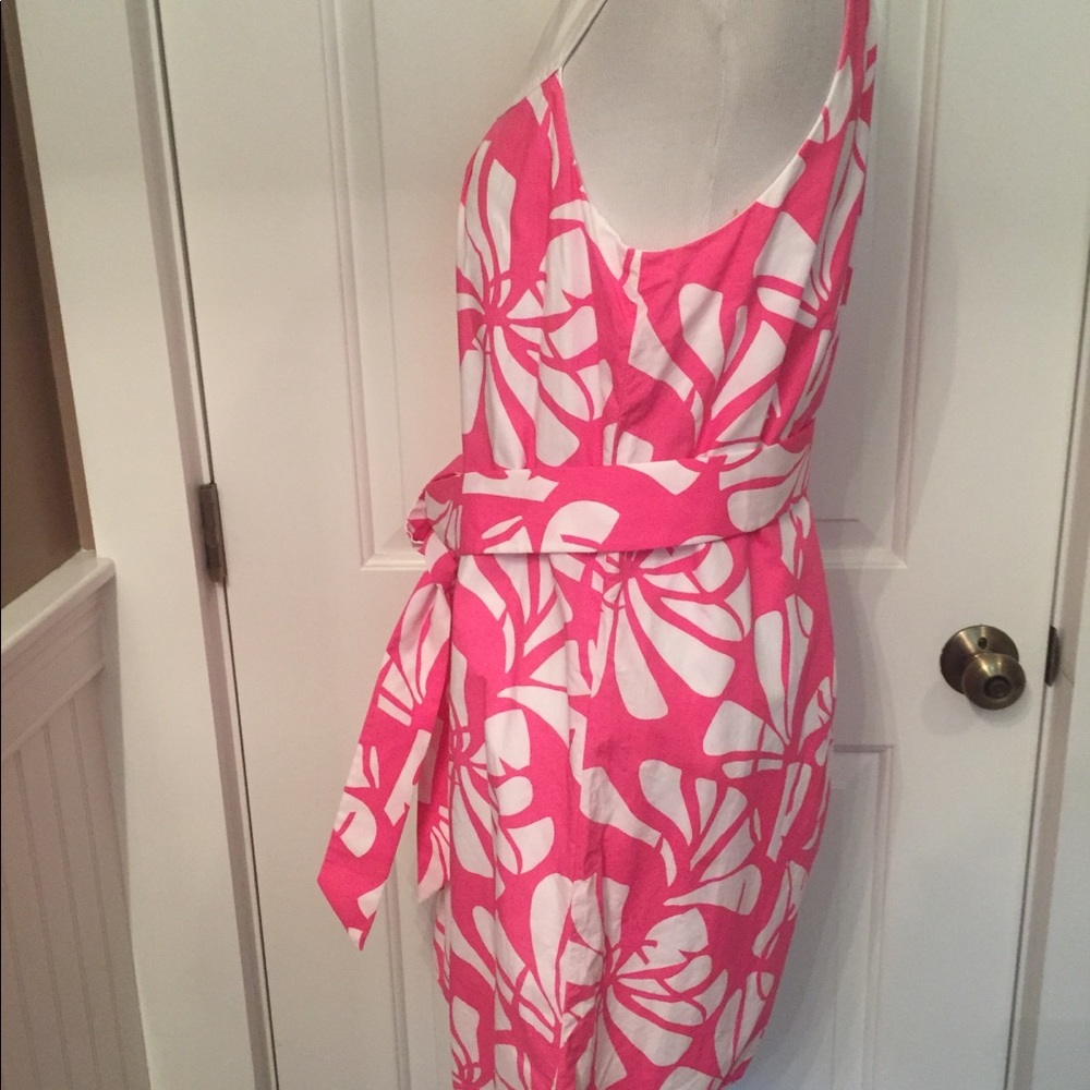 LILLY PULITZER DRESS MINI SHIFT PINK WHITE FLORAL BELT A-LINE SLEEVELESS Size 4 - Picture 2 of 8